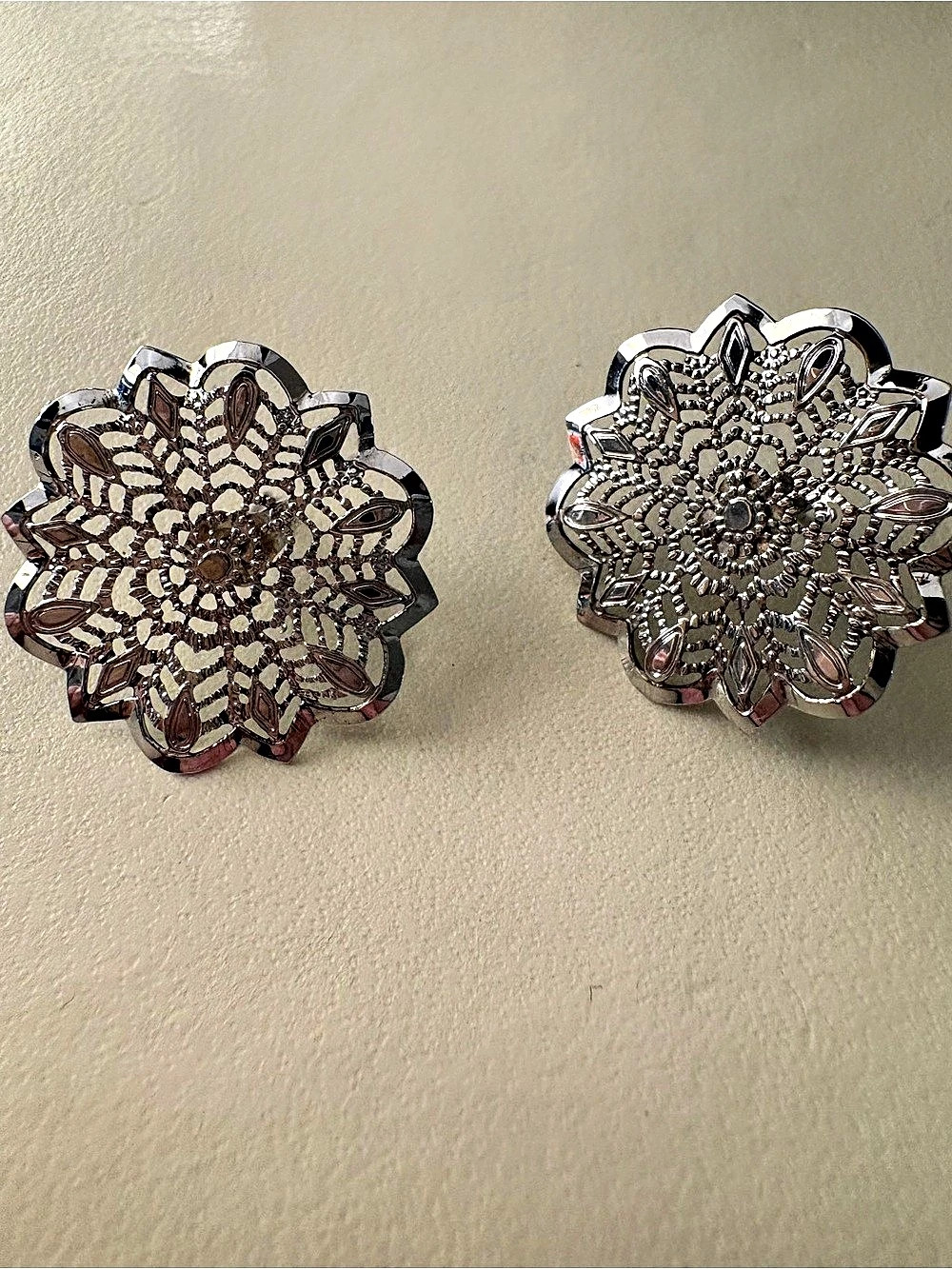 Vintage Sterling Silver  Floral Statement Earrings